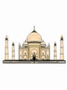 Taj mahal illustration white background