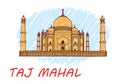 Taj Mahal. India. Hand Draw. Vector. Very High Detail