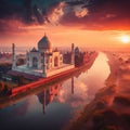 The Taj Mahal, India at sunset Royalty Free Stock Photo