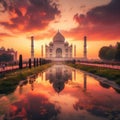 The Taj Mahal, India at sunset Royalty Free Stock Photo