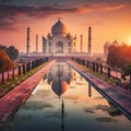 The Taj Mahal, India at sunset Royalty Free Stock Photo