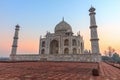 Taj Mahal in India at sunset, wonderful view, no people Royalty Free Stock Photo