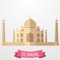 Taj Mahal Indian icon on white background