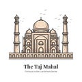 Taj Mahal Indian Landmark Iconic Cartoon Illustration