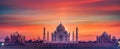 Taj Mahal ivory white marble mausoleum in the Indian city of Agra, Uttar Pradesh, India, Taj Mahal beautiful landmark, Symbol of Royalty Free Stock Photo