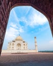 Taj Mahal, an ivory-white marble mausoleum on the south bank of the Yamuna river in Agra, Uttar Pradesh, India. Royalty Free Stock Photo