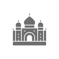 Taj Mahal, landmark of Agra, India grey icon.