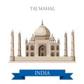 Taj Mahal mausoleum in Agra, India vector flat attraction