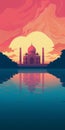Teal Tail Taj Mahal Poster: Lush Landscape Illustration With Vibrant Colors Royalty Free Stock Photo