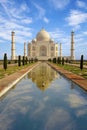 Taj Mahal reflecting in the pond. Royalty Free Stock Photo