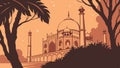 Taj Mahal with Reflecting Pool at Sunset Vector, vector design Generative AI Royalty Free Stock Photo
