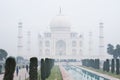 Taj Mahal Scenic view with foggy weather. A UNESCO World heritage site at Agra, India