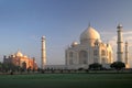 Taj Mahal shrine with mosque in Agra, India