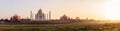 Taj Mahal sunset panorama, view from Yumana river, Agra, India