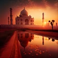 Taj Mahal at sunset sunrise