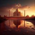 Taj Mahal at sunset sunrise