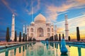 Taj Mahal sunset view, a UNESCO World Heritage Site, famous landmark of Agra, India Royalty Free Stock Photo