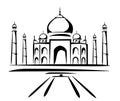 Taj mahal symbol in black lines