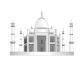 The Taj Mahal temple in India. Stylized as a pencil drawing. illustration
