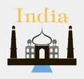 Taj-mahal temple silhouette. Vector