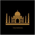 Taj Mahal vector icon in golden color. Taj Mahal building graphic symbol