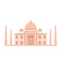 Taj Mahal vector illustration in pastel color palette. Simplified design of famous Indian landmark