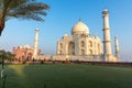 Taj Mahal view from the green garden, India, Agra