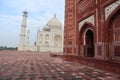 Taj Mahal is a white marble mausoleum on the bank of the Yamuna river in Agra city, Uttar Pradesh state - Image