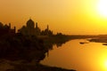 Taj Mahal with the Yamuna River. Royalty Free Stock Photo