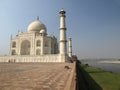 Taj Mahal on the Yamuna river bank Royalty Free Stock Photo