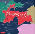 Tajikistan country detailed editable map