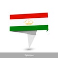 Tajikistan Country flag. Paper origami banner