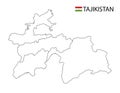 Tajikistan map, black and white detailed outline regions of the country