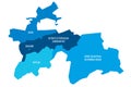 Tajikistan political map of administrative divisions