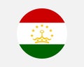 Tajikistan Round Country Flag. Tajikistani / Tajik Circle National Flag