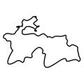 Tajikistan - solid black outline border map of country area. Simple flat vector illustration