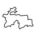 Tajikistan vector country map thick outline icon