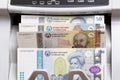 Tajikistani somoni in the counting machine Royalty Free Stock Photo