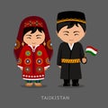Tajiks in national dress with a flag. Royalty Free Stock Photo