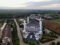 Tajug Gede Cilodong Mosque panorama view Largest Mosque in Purwakarta. Ramadan and Eid Concept and noise cloud when sunset or