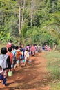 Tak, Thailand-Jan 15: Karen children back home after class from