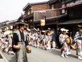 Takayama Autumn Festival parade on town streets Royalty Free Stock Photo