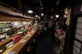 A pack of tourists dinning asian traditional vegetarian cuisine in Heianraku restaurant in Takayama city.