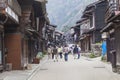 TAKAYAMA, JAPAN - MAY 03: Unidentified people at Sannomachi Street, the old town area which has museums and old private houses, s