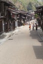 TAKAYAMA, JAPAN - MAY 03: Unidentified people at Sannomachi Street, the old town area which has museums and old private houses, s