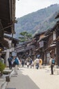 TAKAYAMA, JAPAN - MAY 03: Unidentified people at Sannomachi Street, the old town area which has museums and old private houses, s