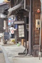 TAKAYAMA, JAPAN - MAY 03: Unidentified people at Sannomachi Street, the old town area which has museums and old private houses, s