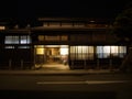 Takayama Old Town, JAPAN - April 11, 2014: Night view of Sannomachi Street in Takayama ,with old wooden buildings and houses