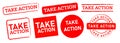 take action circle rectangle and square red rubber stamp label sticker determination motivation Royalty Free Stock Photo