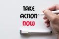 Take action now written on whiteboard Royalty Free Stock Photo